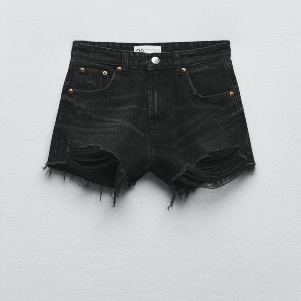ZARA black high waisted jean shorts